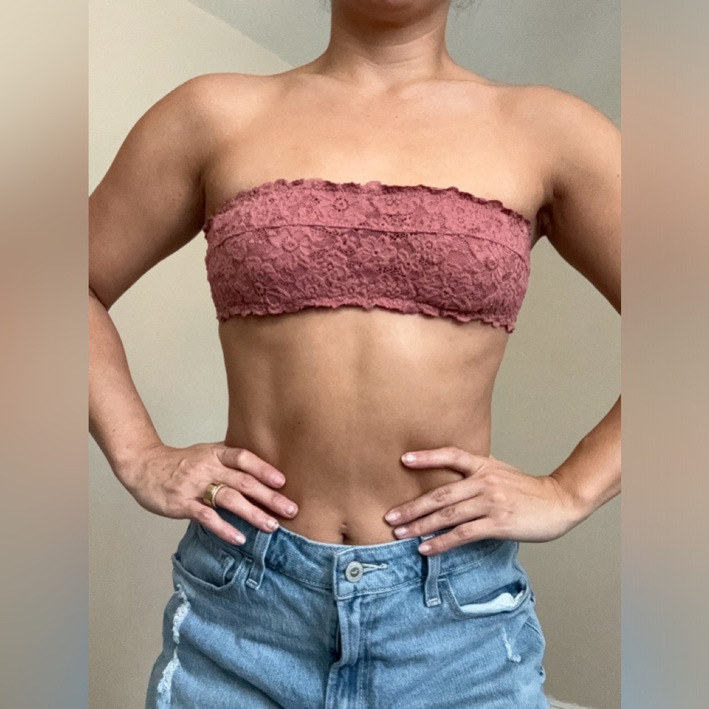 Aerie Dark Pink Flower Bandeau Bra